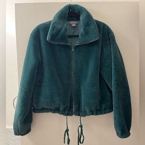 Sans Souci green faux fur bomber - Size M